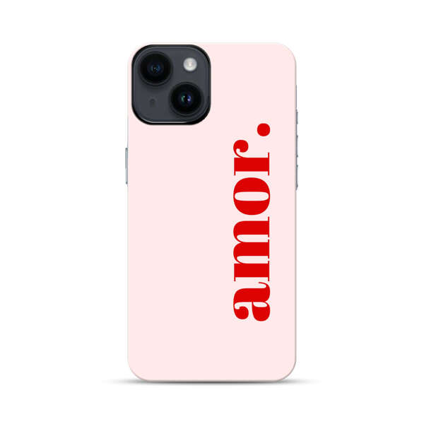 Amor Love Bold Red Text iPhone 14 Impact Case