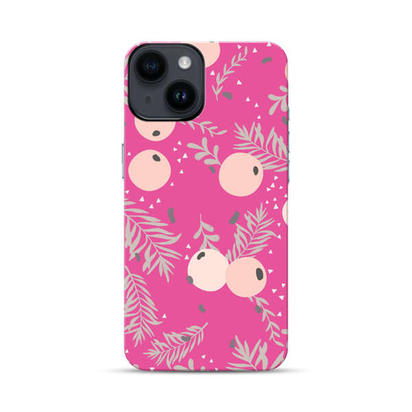 Berries Floral Pattern Pink Background iPhone 14 Impact Case