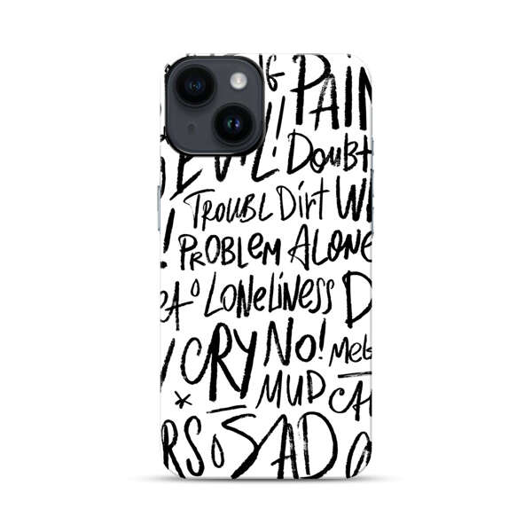 Black and White Negative Words Pattern iPhone 14 Impact Case