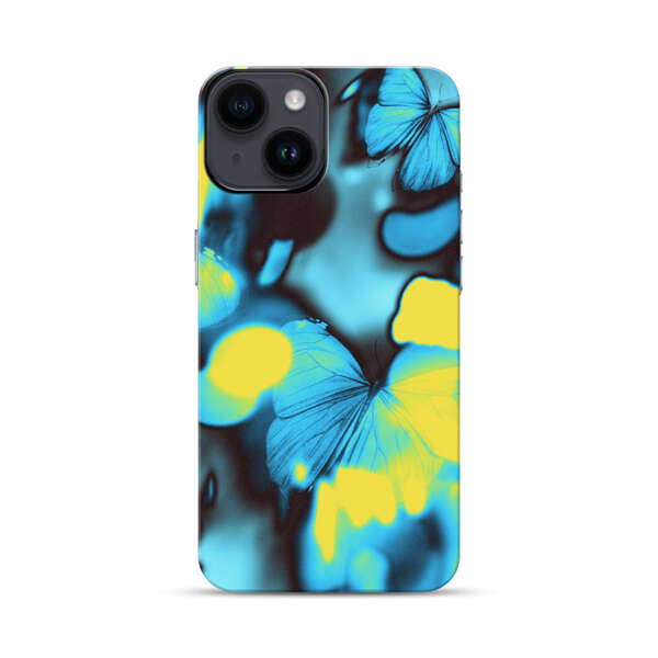 Blue Butterflies Glowing Abstract Background iPhone 14 Impact Case