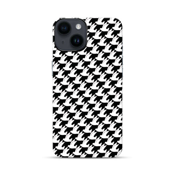 Classic Black and White Houndstooth Pattern iPhone 14 Impact Case