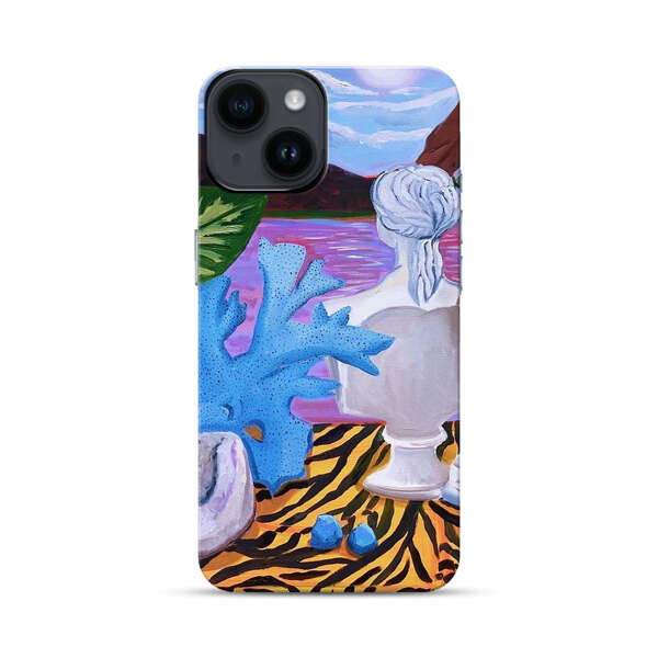 Classical Statues and Tropical Plants by the Ocean iPhone 14 Impact Case