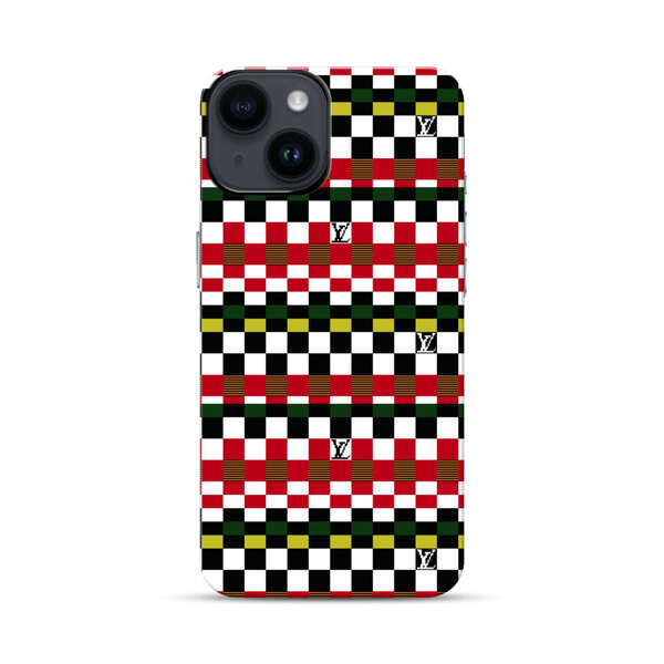 Colorful Checkerboard Stripes Pattern iPhone 14 Impact Case