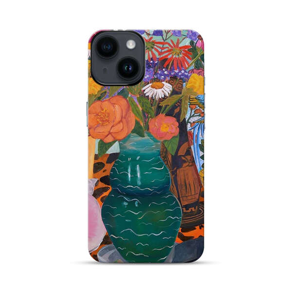 Colorful Still Life with Flower Vases and Shell iPhone 14 Impact Case