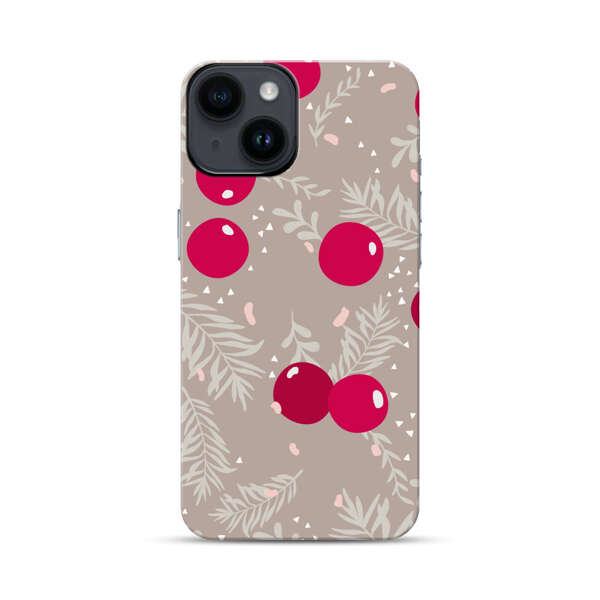 Cranberries and pine branches holiday pattern iPhone 14 Impact Case