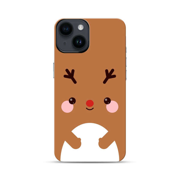 Cute Minimalist Reindeer Cartoon iPhone 14 Impact Case