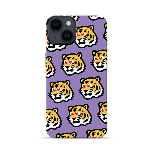 Cute Tiger with Heart Eyes Pattern iPhone 14 Impact Case