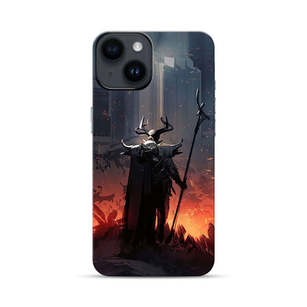 Dark Fantasy Warrior with Horned Helmet iPhone 14 Impact Case