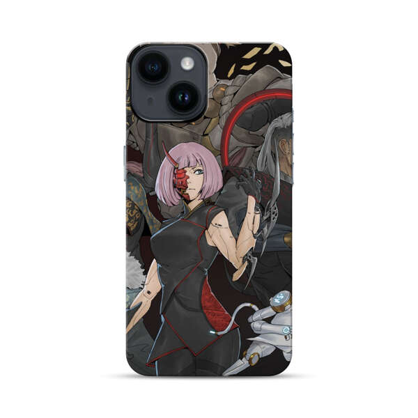 Futuristic Cyberpunk Warriors and Robotic Cat in Dynamic Pose iPhone 14 Impact Case