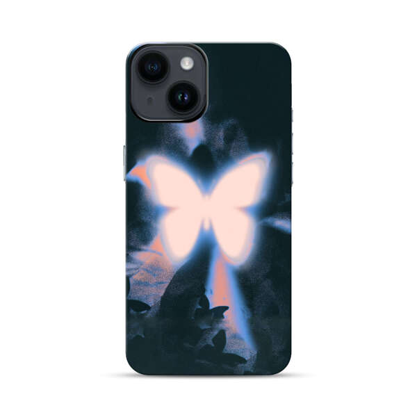 Glowing White Butterfly iPhone 14 Impact Case