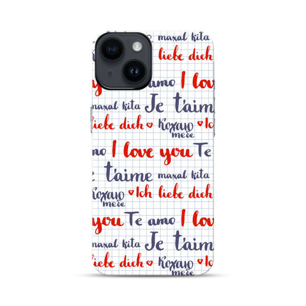 Love Message Multilingual Pattern iPhone 14 Impact Case