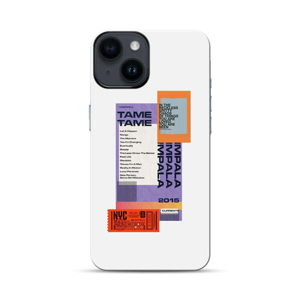 Modern Graphic Collage with Typography and Ticket Elements iPhone 14 Impact Case