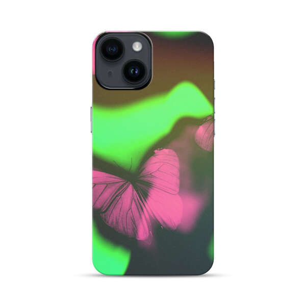 Pink Butterflies Green Background iPhone 14 Impact Case