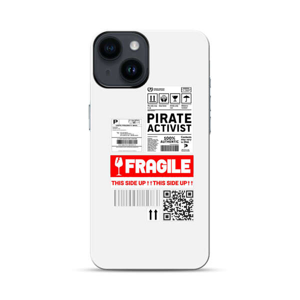 Pirate Activist Fragile Shipping Label iPhone 14 Impact Case
