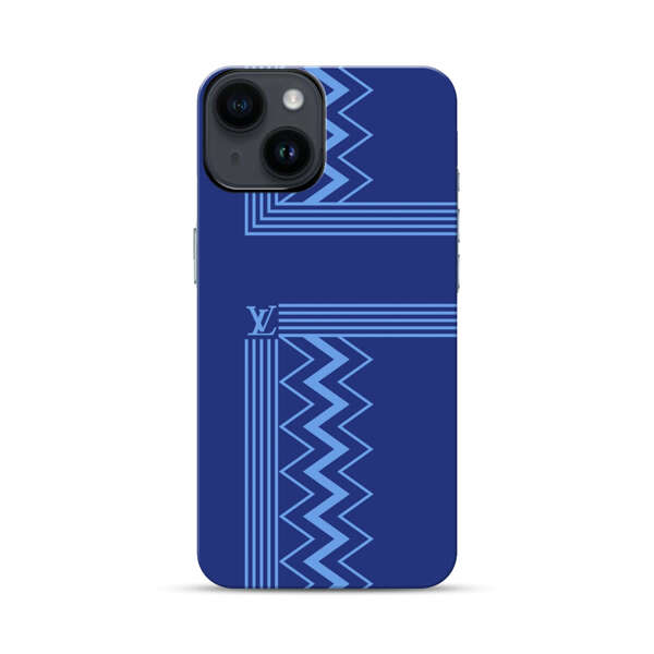Stylish Geometric Zigzag Pattern in Blue iPhone 14 Impact Case