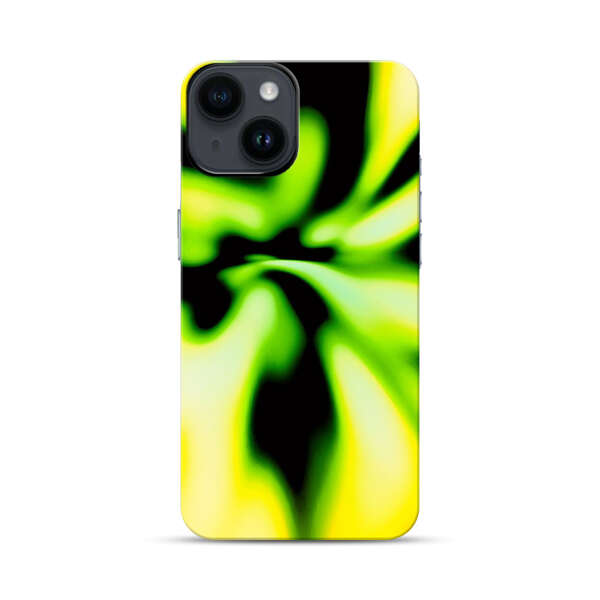 Vibrant Abstract Green and Yellow Swirl iPhone 14 Impact Case