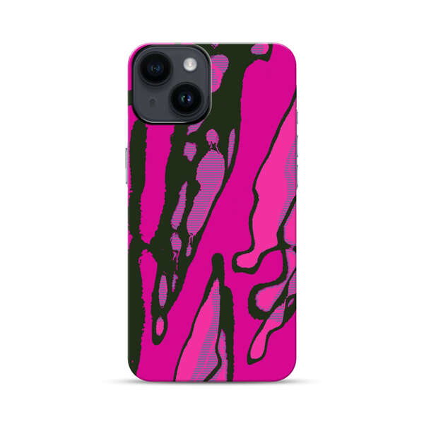 Vibrant Abstract Magenta Black Pattern iPhone 14 Impact Case