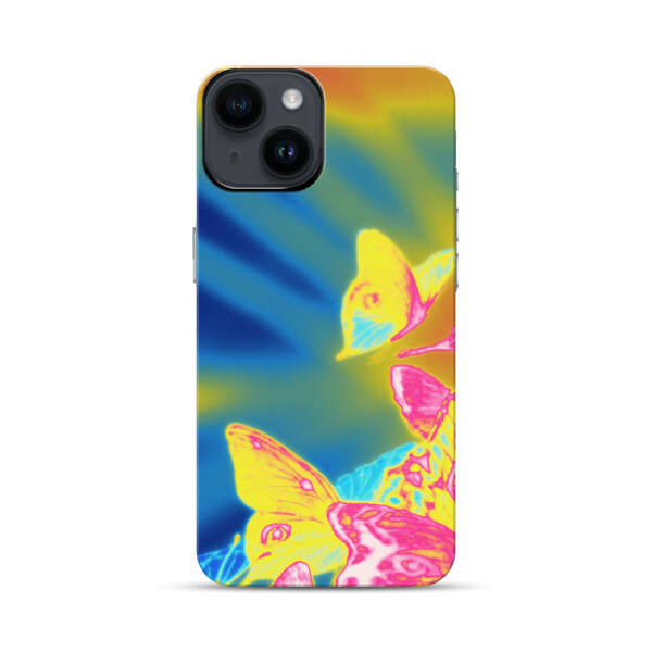 Vibrant Colorful Neon Butterflies Abstract iPhone 14 Impact Case