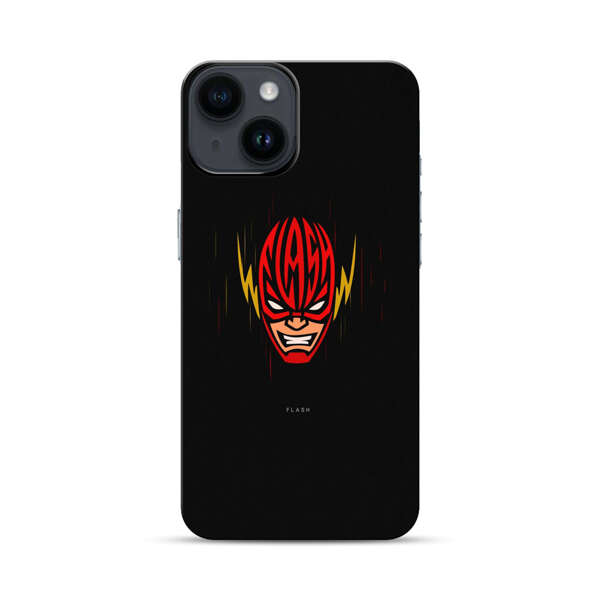 Vibrant Superhero Face with Lightning Bolts iPhone 14 Impact Case