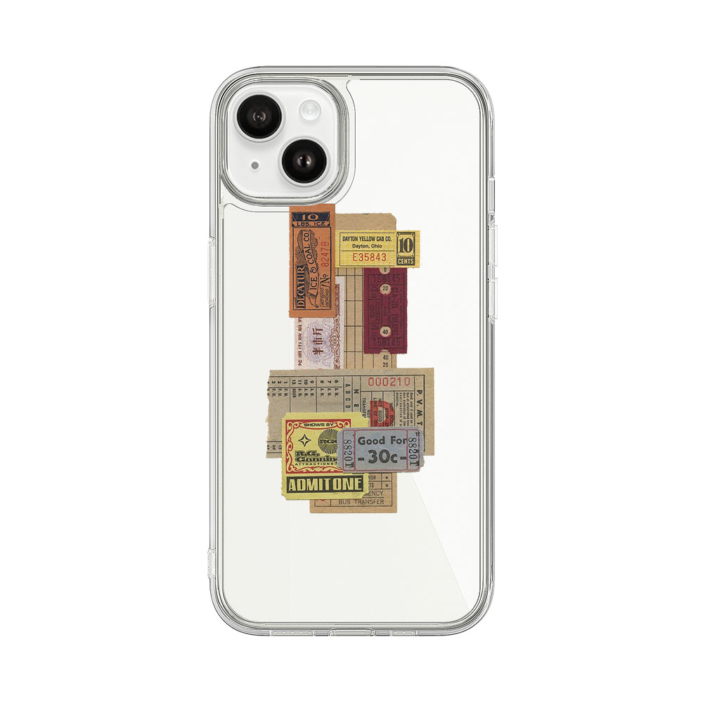 Vintage Admission and Raffle Tickets Collage iPhone 14 Plus Case