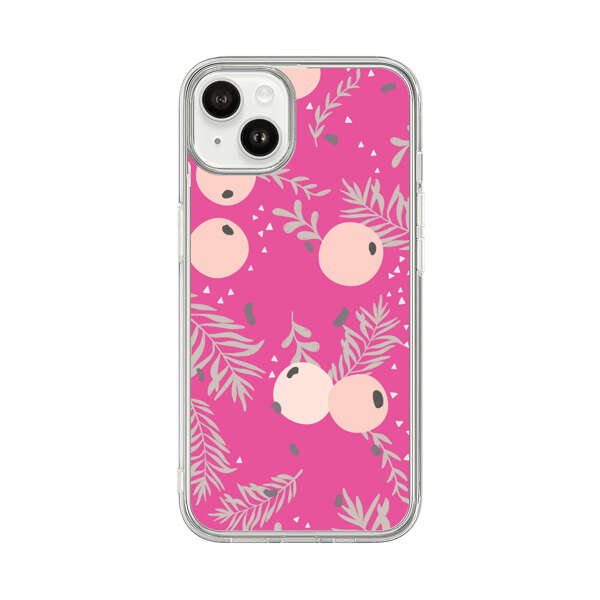 Berries Floral Pattern Pink Background iPhone 14 Plus Case