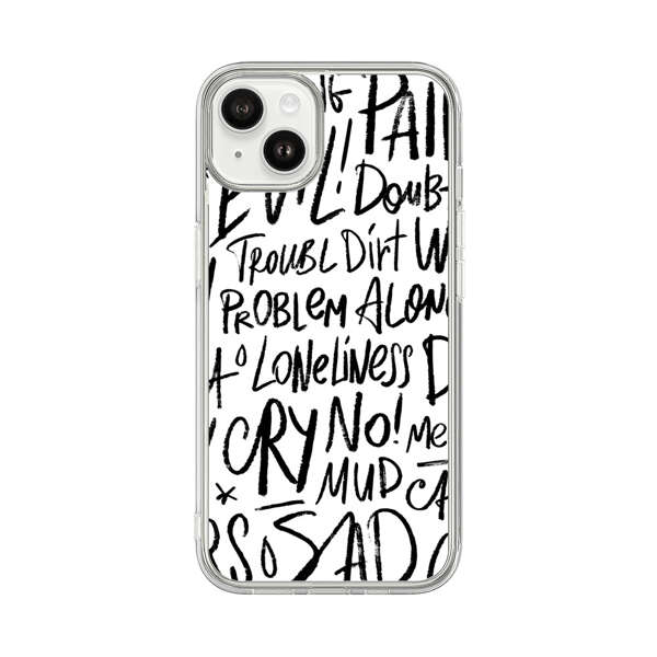 Black and White Negative Words Pattern iPhone 14 Plus Case