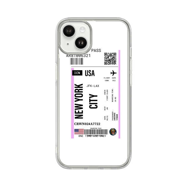 Boarding Pass New York City Flight Ticket iPhone 14 Plus Case