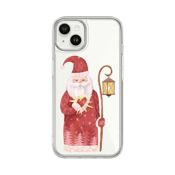 Charming Santa Claus Holding Glowing Heart and Lantern iPhone 14 Plus Case