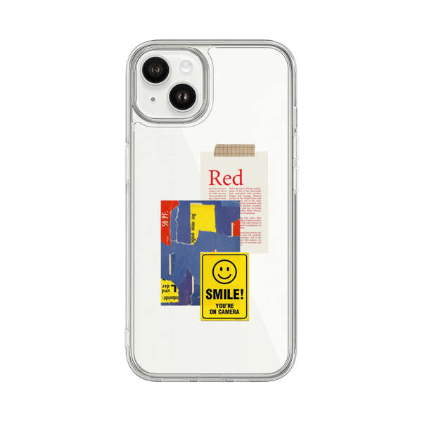 Collage Torn Paper Smiley Face Yellow Sign iPhone 14 Plus Case