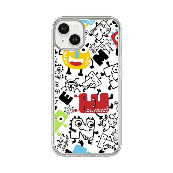 Colorful Cartoon Monsters Letters Pattern iPhone 14 Plus Case