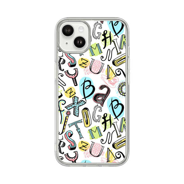 Colorful Scattered Alphabet Letters Pattern iPhone 14 Plus Case