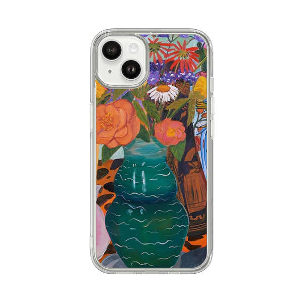 Colorful Still Life with Flower Vases and Shell iPhone 14 Plus Case