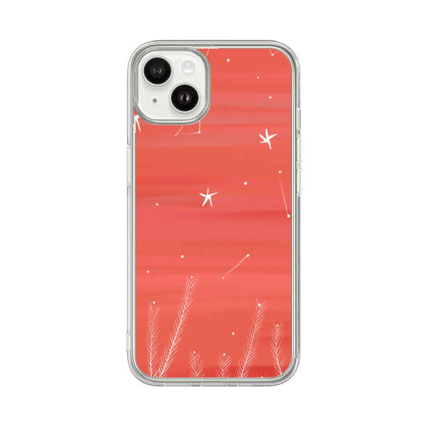 Coral Night Sky with Stars and Plants iPhone 14 Plus Case
