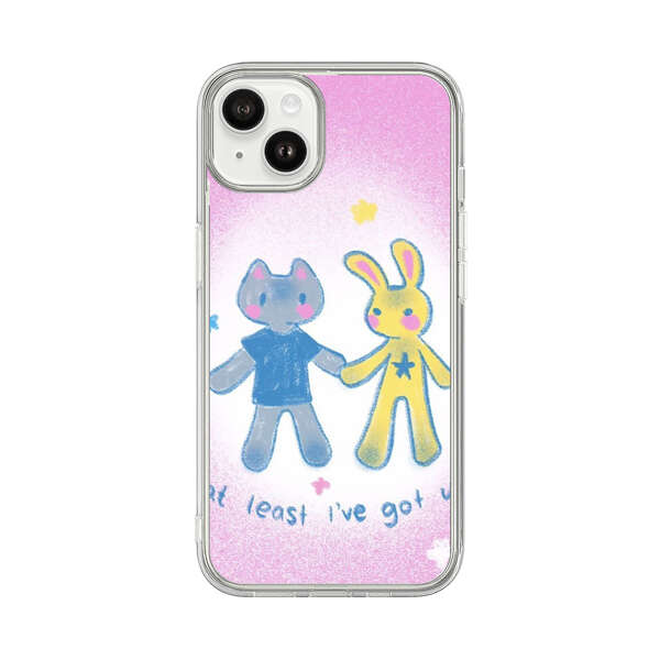 Cute Cat and Rabbit Holding Hands iPhone 14 Plus Case