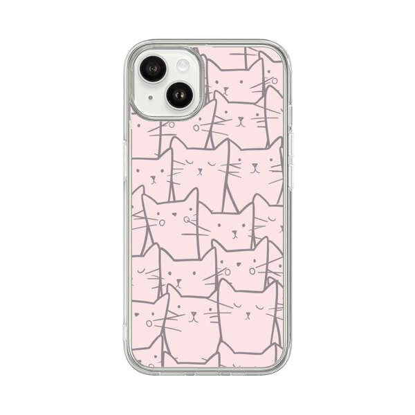 Cute Hand Drawn Cat Pattern iPhone 14 Plus Case