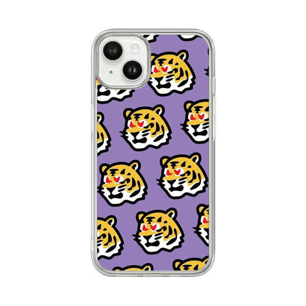 Cute Tiger with Heart Eyes Pattern iPhone 14 Plus Case