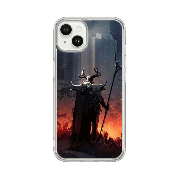 Dark Fantasy Warrior with Horned Helmet iPhone 14 Plus Case