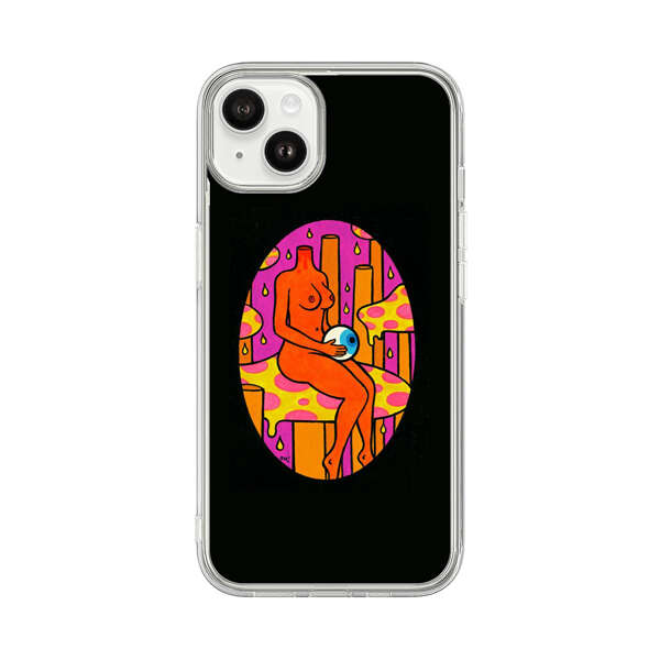Faceless Nude Figure Holding Sphere Abstract Art iPhone 14 Plus Case
