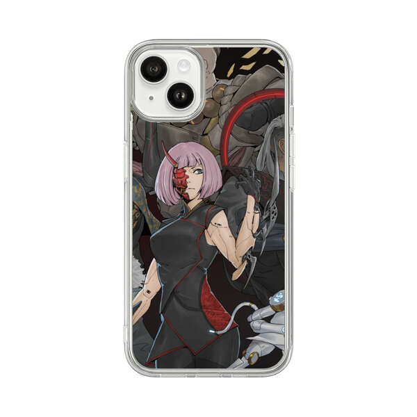 Futuristic Cyberpunk Warriors and Robotic Cat in Dynamic Pose iPhone 14 Plus Case