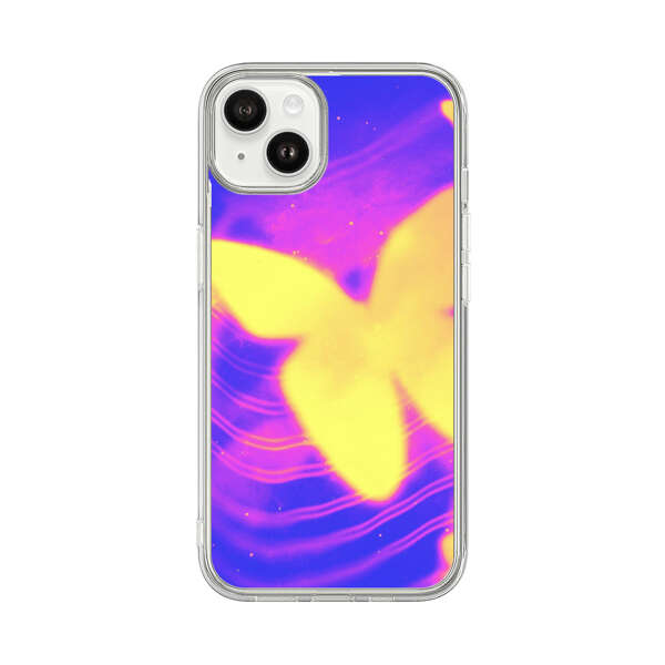 Glowing Purple and Yellow Butterflies iPhone 14 Plus Case