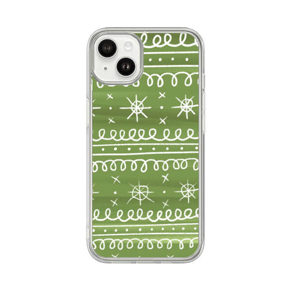 Green White Stars Loop Pattern iPhone 14 Plus Case