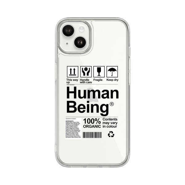 Human Being Fragile Label Design iPhone 14 Plus Case