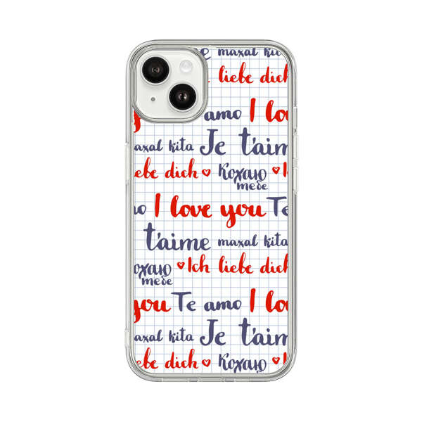Love Message Multilingual Pattern iPhone 14 Plus Case