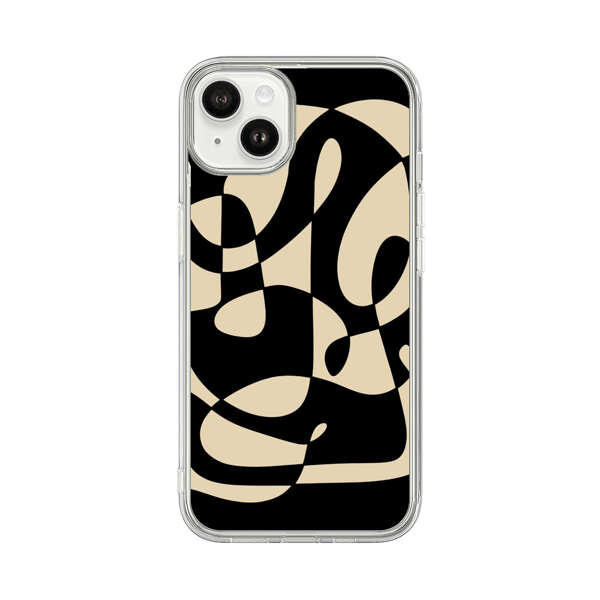 Modern Abstract Beige and Black Geometry iPhone 14 Plus Case