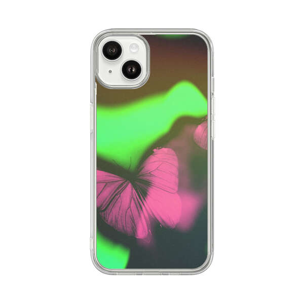 Pink Butterflies Green Background iPhone 14 Plus Case