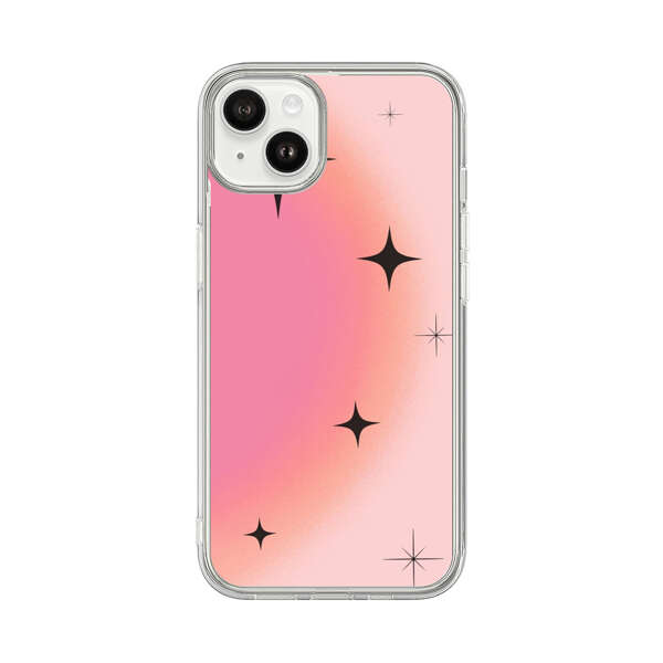 Pink Peach Gradient with Black Stars iPhone 14 Plus Case