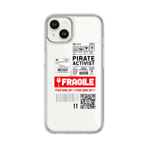 Pirate Activist Fragile Shipping Label iPhone 14 Plus Case