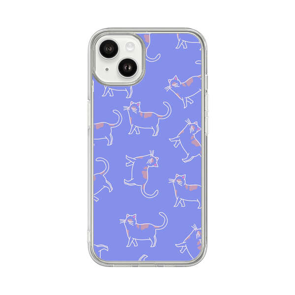Playful Cartoon Cats on Purple Background iPhone 14 Plus Case