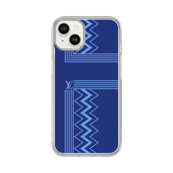 Stylish Geometric Zigzag Pattern in Blue iPhone 14 Plus Case