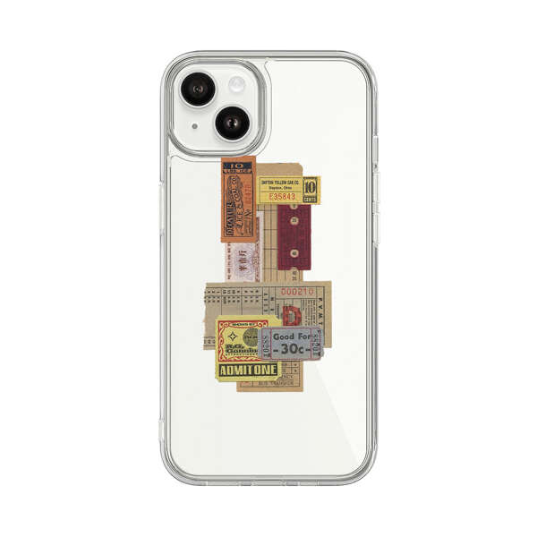 Vintage Admission and Raffle Tickets Collage iPhone 14 Plus Case